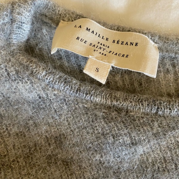 Sezane Gaspard Cardigan Super soft Mohair and Baby Alpaca Blend Lt Grey Size S - Picture 4 of 15
